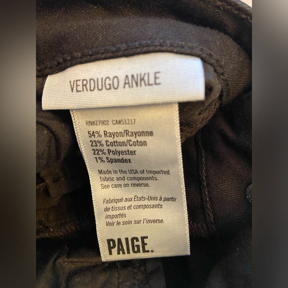PAIGE VERDUGO ANKLE BLACK SHADOW JEANS SIZE 28 - Picture 5 of 7